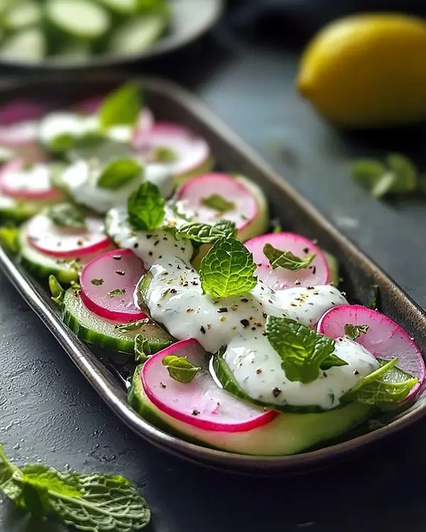Carpaccio de Radis Roses et Concombre Frais 3 Carpaccio de Radis Roses et Concombre