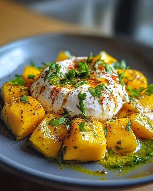 Burrata Crémeuse sur Mangue Rôtie 4 Burrata Crémeuse sur Mangue Rôtie