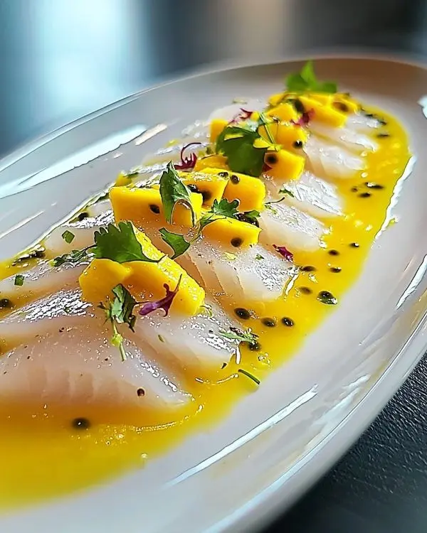 Carpaccio de Daurade à la Mangue Exquis 2 Carpaccio de Daurade