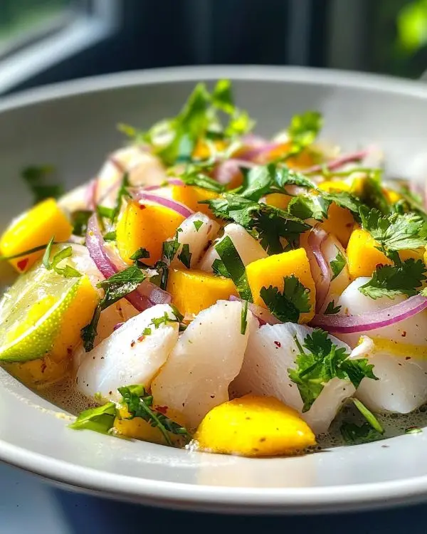 Ceviche de Daurade à la Mangue Exotique 4 Ceviche de Daurade à la Mangue, Lait de Coco & Citron Vert
