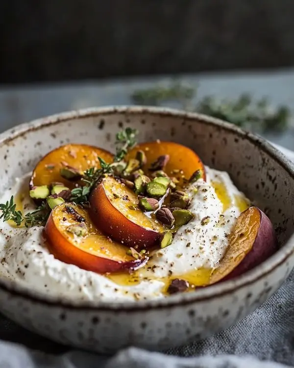 Crème de Feta Fouettée au Miel Sensuelle 4 Crème de Feta Fouettée au Miel avec nectarines grillées