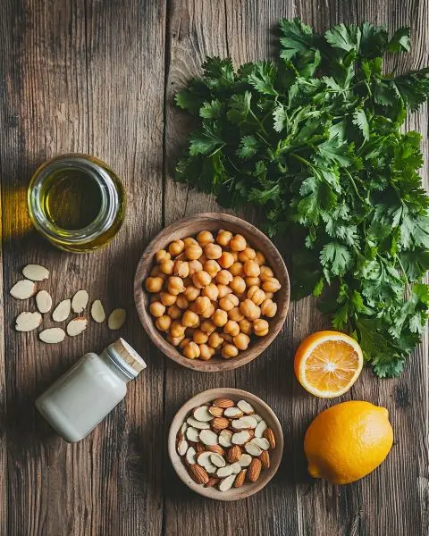 Salade de Pois Chiches Parfumée 2 Les ingrédients pour Salade de Pois Chiches, Abricots Secs & Amandes Grillées