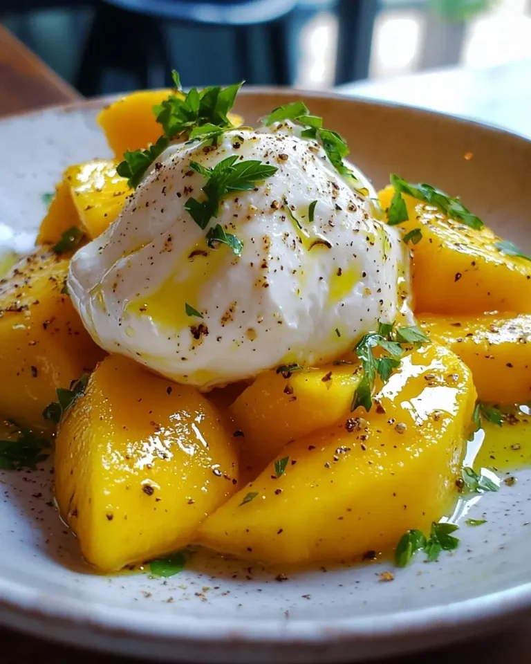 Recette Burrata Crémeuse sur Mangue Rôtie