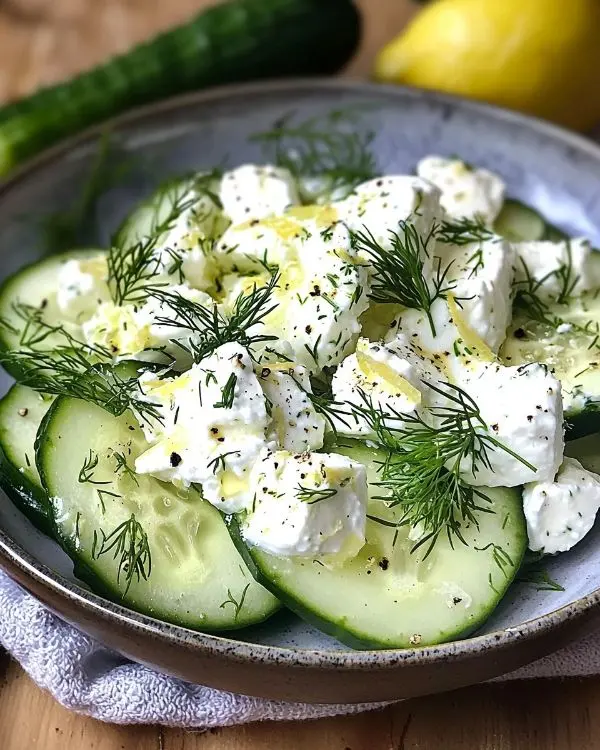 Salade de Concombre Façon "Smash" Fraîche 3 Salade de Concombre Façon Smash, Feta Fouettée au Citron et Aneth
