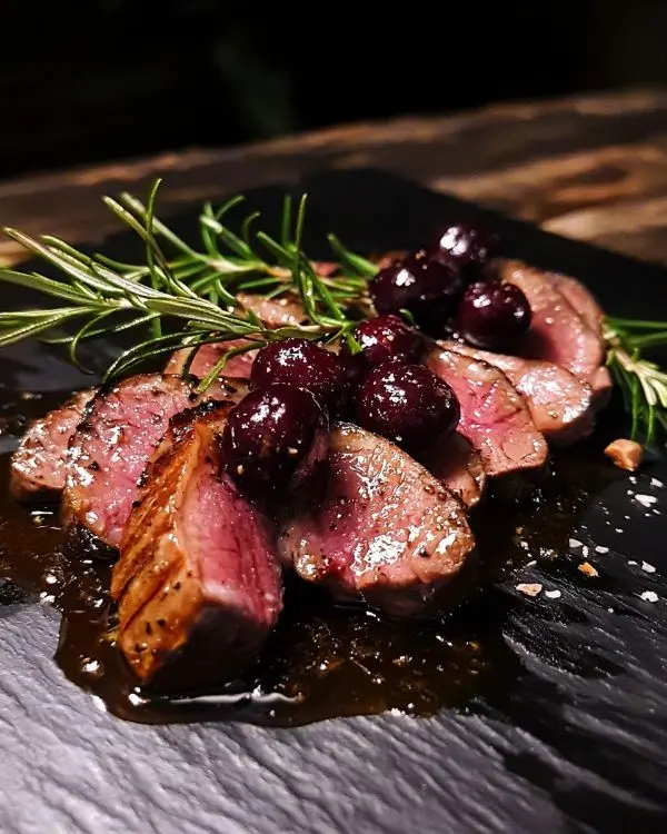 Tataki de Magret de Canard Soyeux 2 Tataki de Magret de Canard, Vinaigrette Cerises & Romarin
